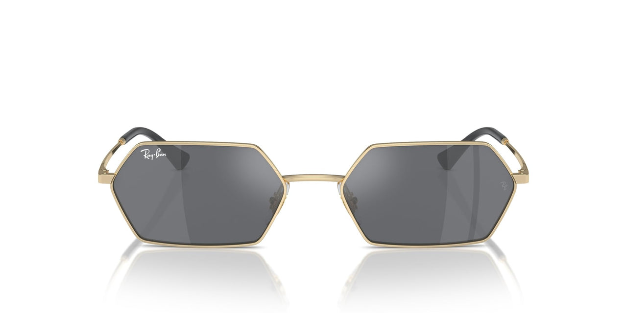 Ray-Ban Yevi Hexagonal RB3728 Sunglasses - Light Gold/Dark Grey Mirrored Silver / 55 mm - 8056262017036