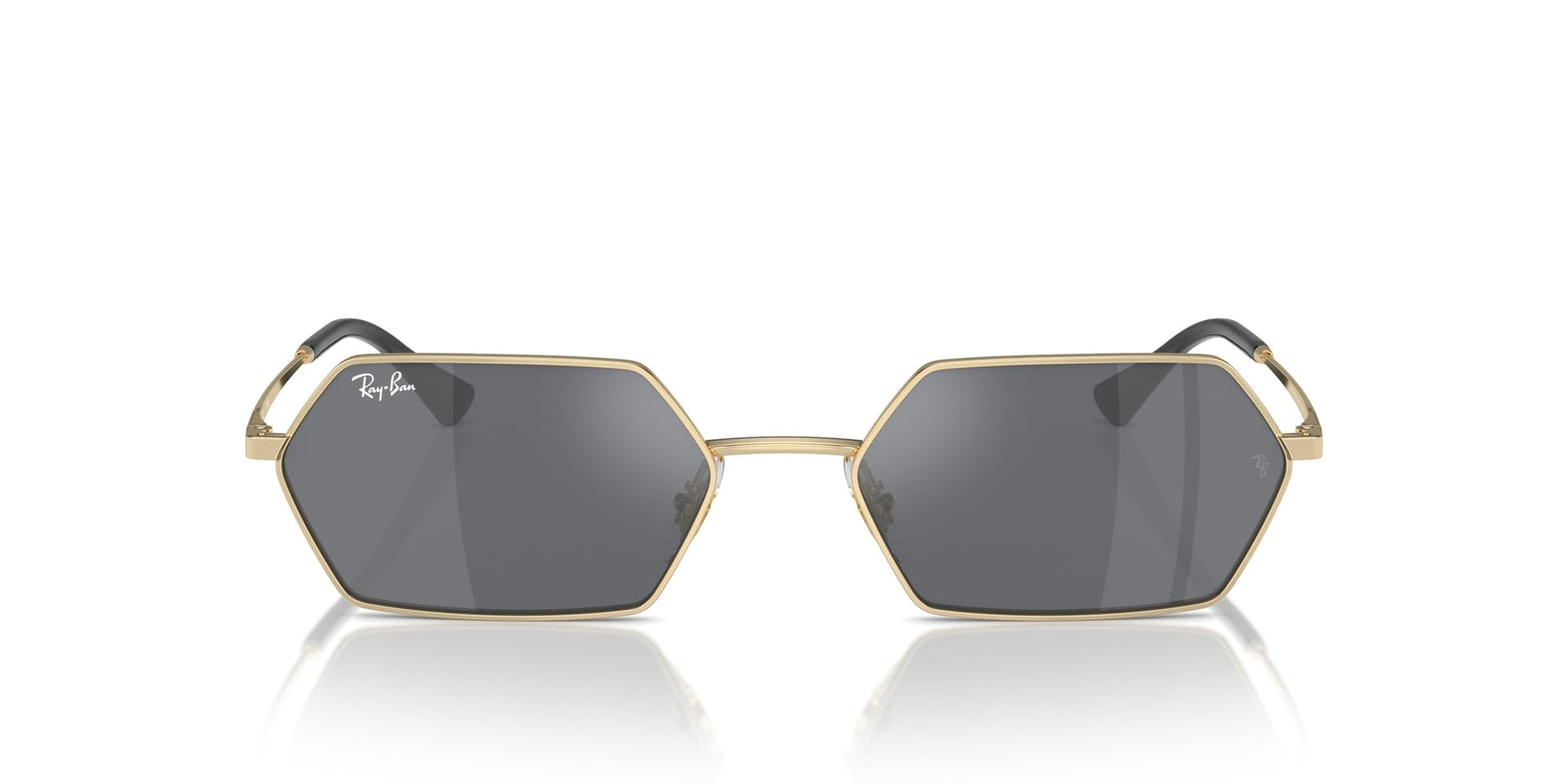 Ray-Ban Yevi Hexagonal RB3728 Sunglasses - Light Gold/Dark Grey Mirrored Silver / 55 mm - 8056262017036