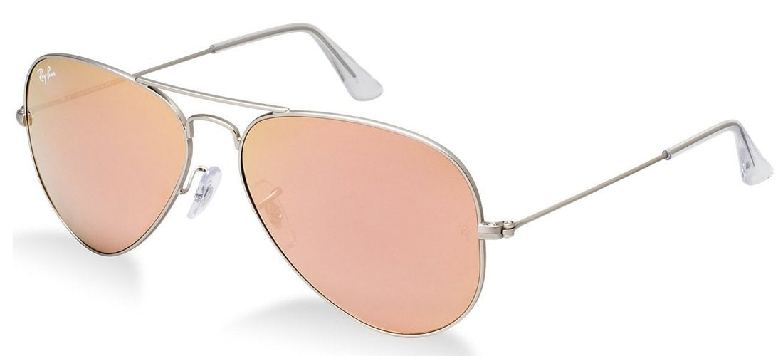 Ray-Ban Aviator RB3025 Sunglasses - Matte Silver Frame/Pink Mirror Lens / 55 mm - 8053672158632