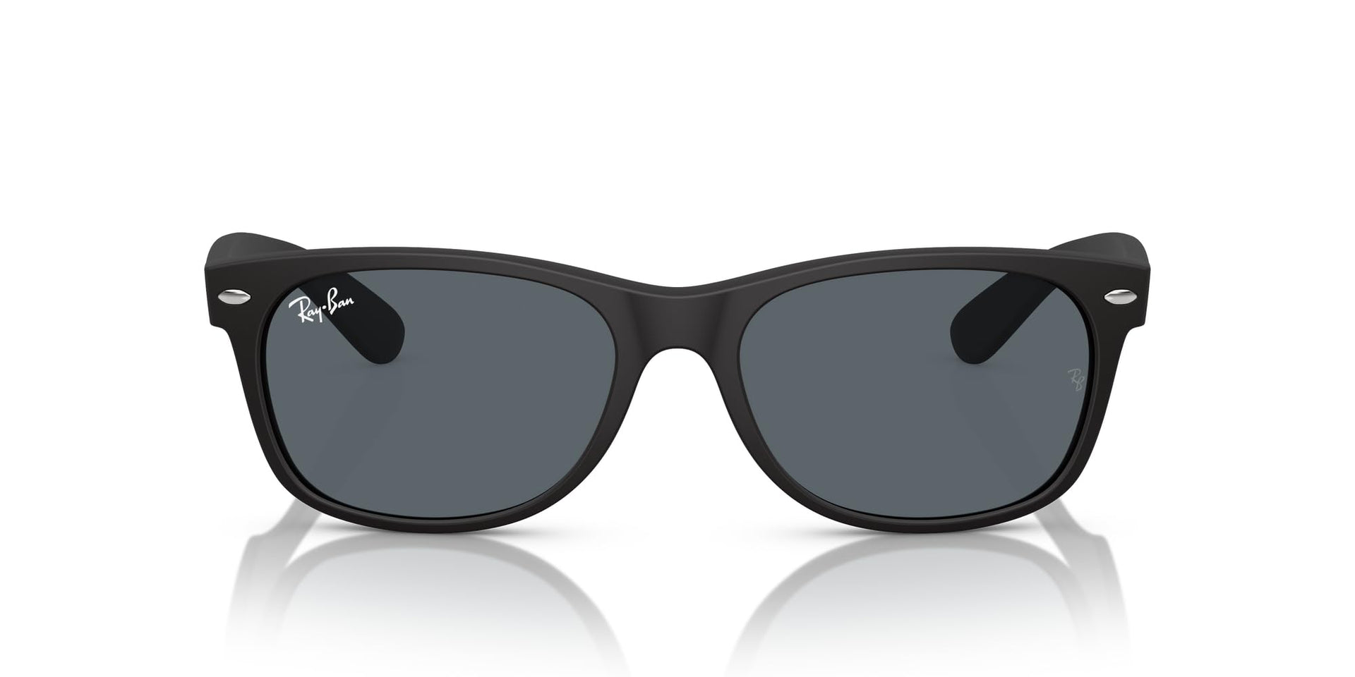 Ray-Ban New Wayfarer Low Bridge Fit RB2132F Sunglasses - Rubber Black/Blue / 55 mm - 8056262067802