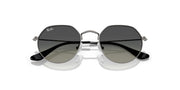 Ray-Ban Junior Jack RJ9565S round sunglasses with dark lenses and silver metal frame, front view