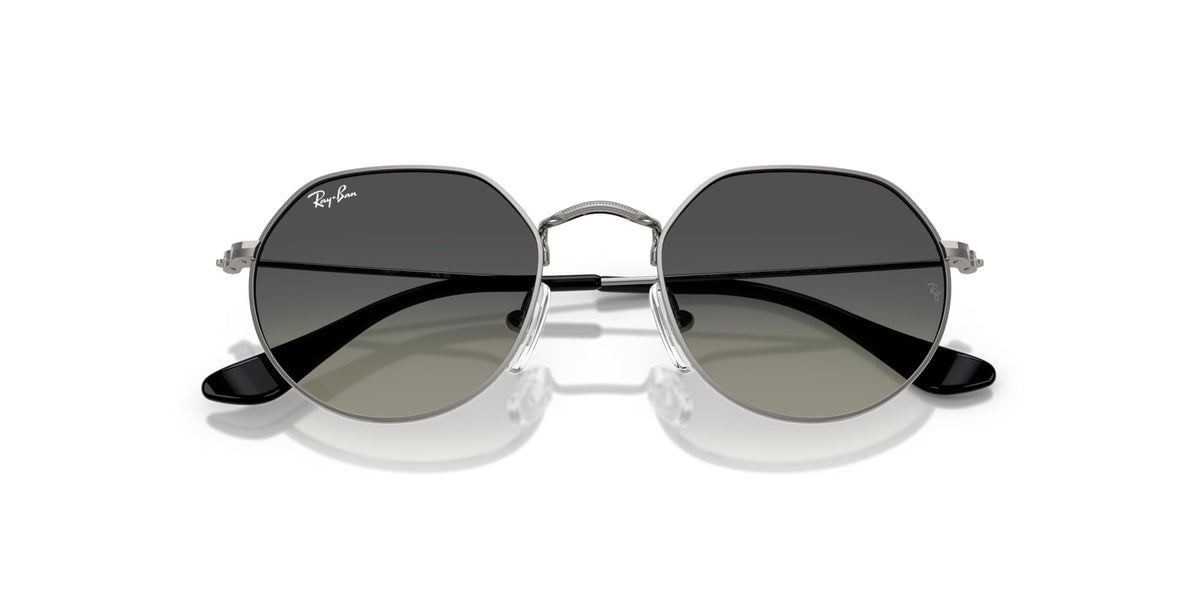Ray-Ban Junior Jack RJ9565S round sunglasses with dark lenses and silver metal frame, front view