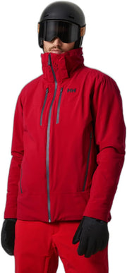 Men's red ski jacket with hood and full-zip front, Helly Hansen Steilhang 2.0