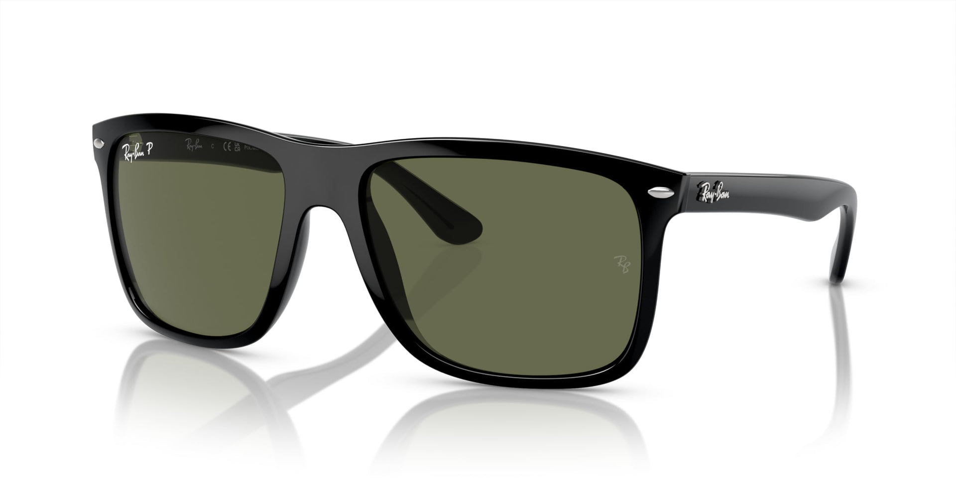 Ray-Ban Boyfriend Two RB4547 Sunglasses - Black/Green Polarized / 57 mm - 8056597939355