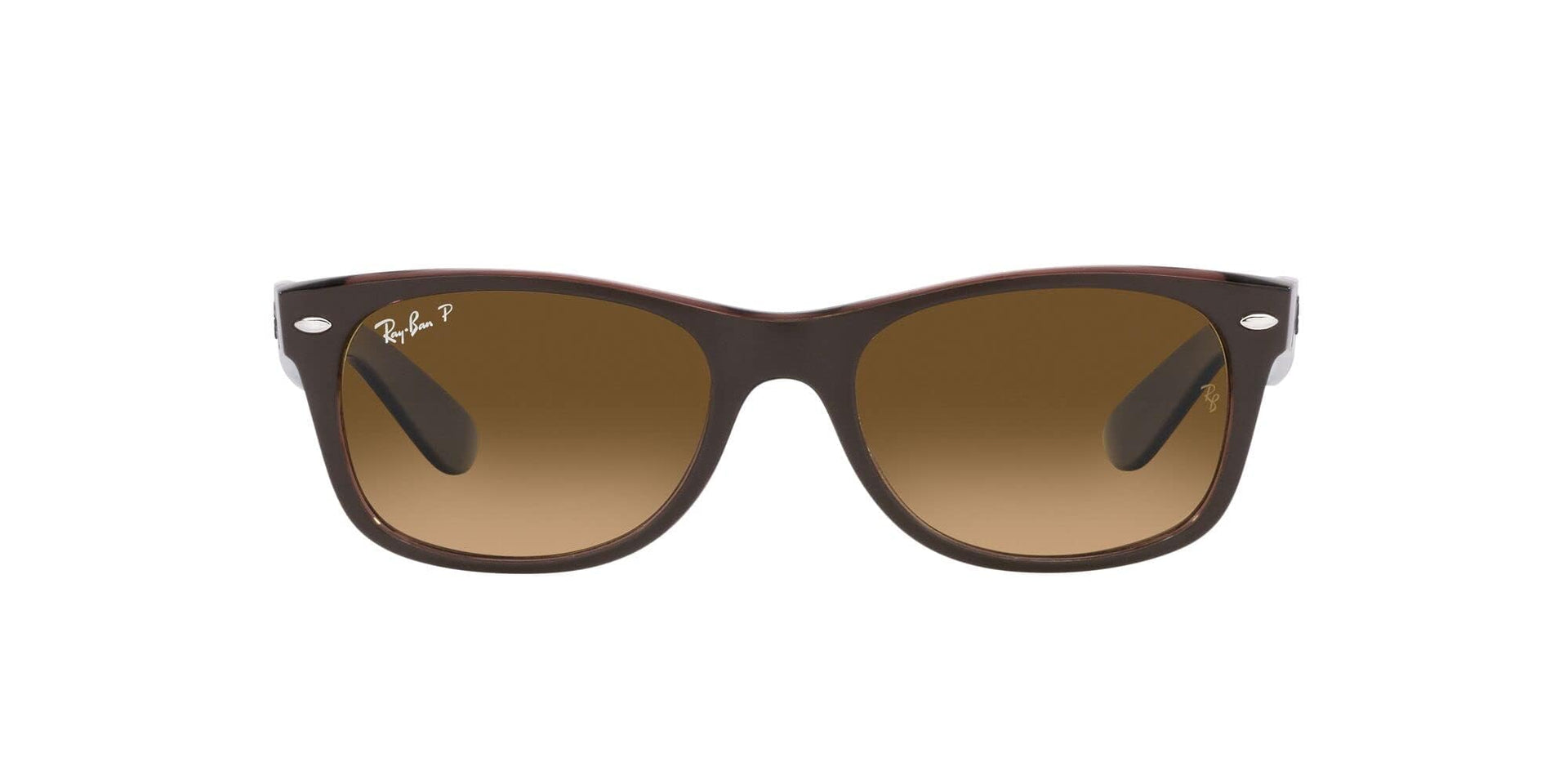 Ray-Ban New Wayfarer RB2132 Sunglasses - Matte Brown on Transparent Brown/Gradient Brown Polarized / 55 mm - 8056597662369