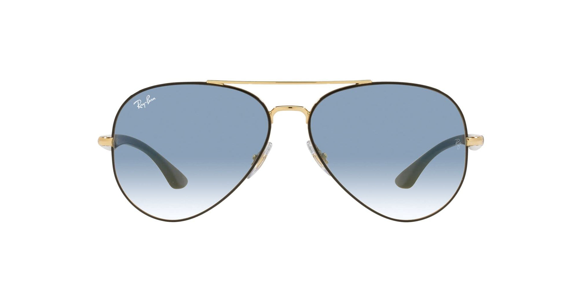 Ray-Ban Aviator RB3675 Sunglasses - Black on Gold/Clear Gradient Blue / 58 mm - 8056597432214