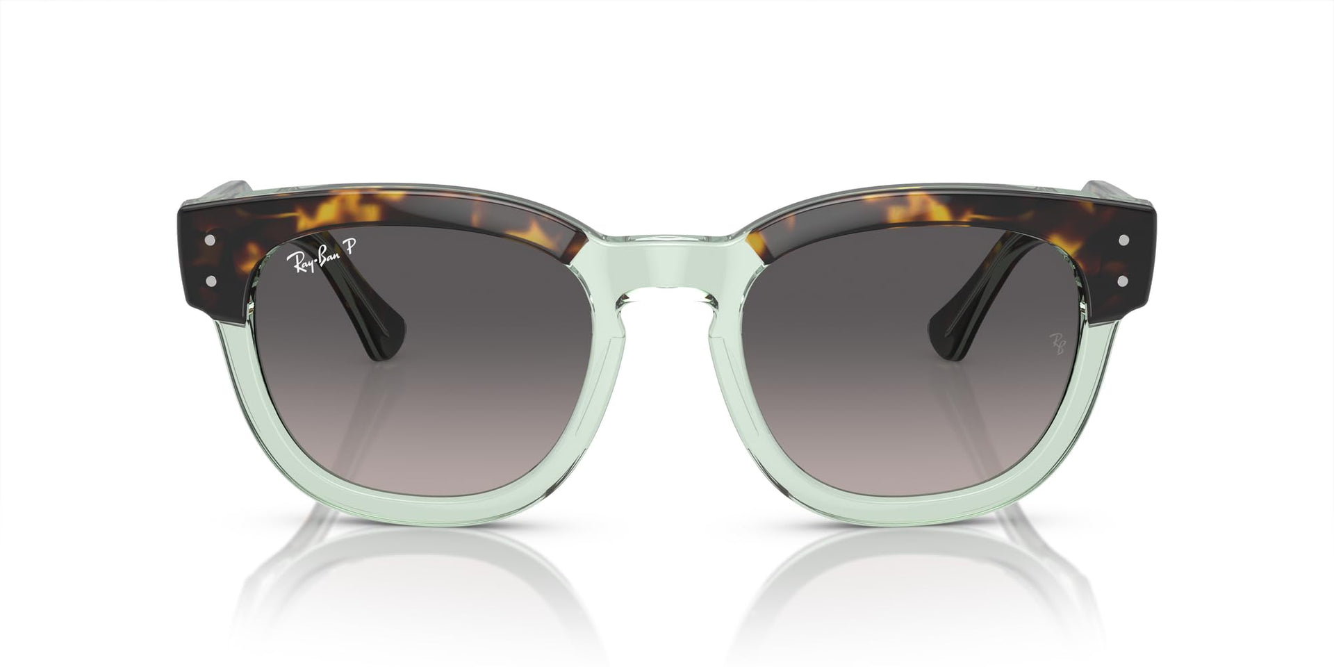 Ray-Ban Mega Hawkeye RB0298S Sunglasses - Havana on Transparent Green/Grey Gradient Polarized / 53 mm - 8056597936101