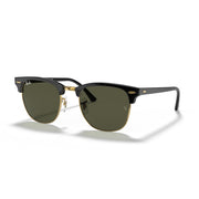 Ray-Ban Clubmaster RB3016 Sunglasses - Black on Gold / G-15 Green / Large - 805289346890