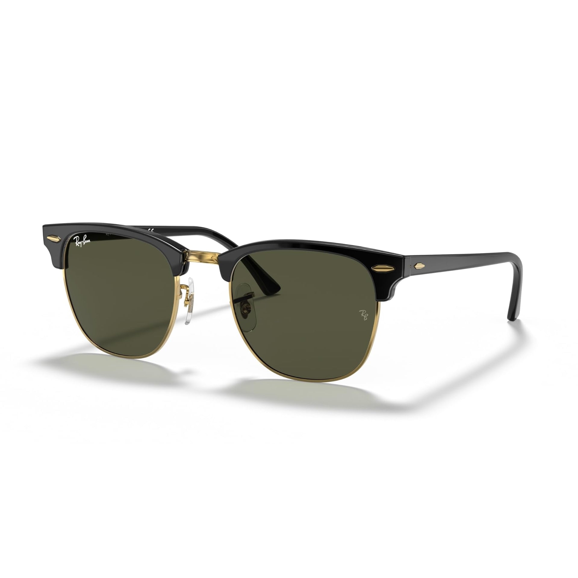 Ray-Ban Clubmaster RB3016 Sunglasses - Black on Gold / G-15 Green / Large - 805289346890
