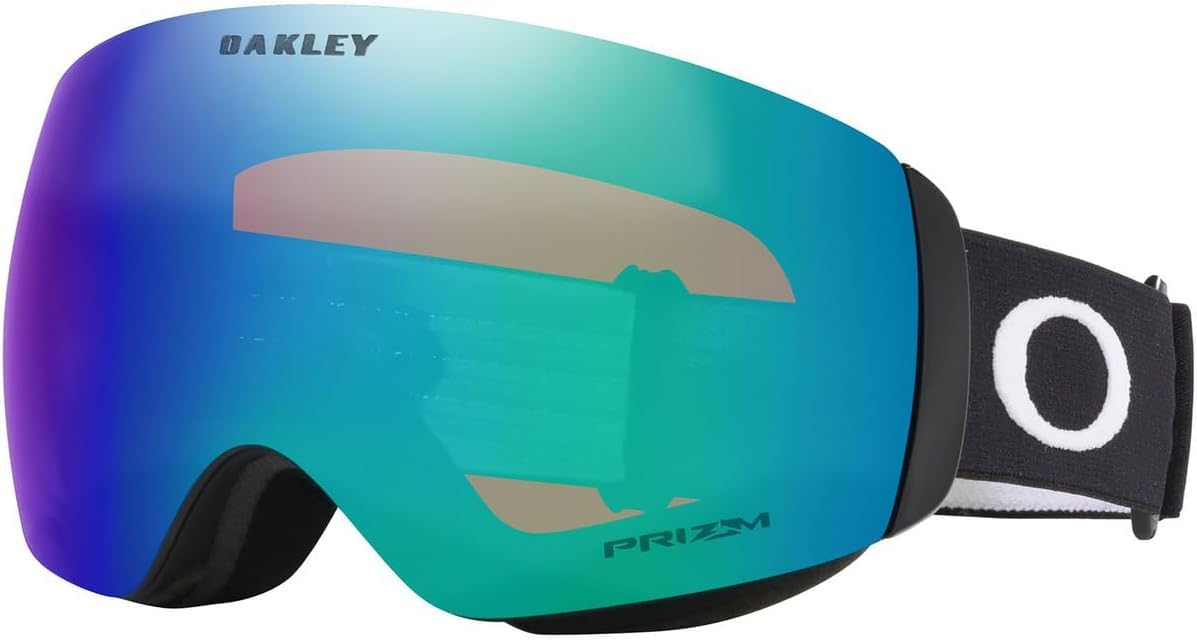 Black snow goggles with teal-to-purple Prizm lens and adjustable strap