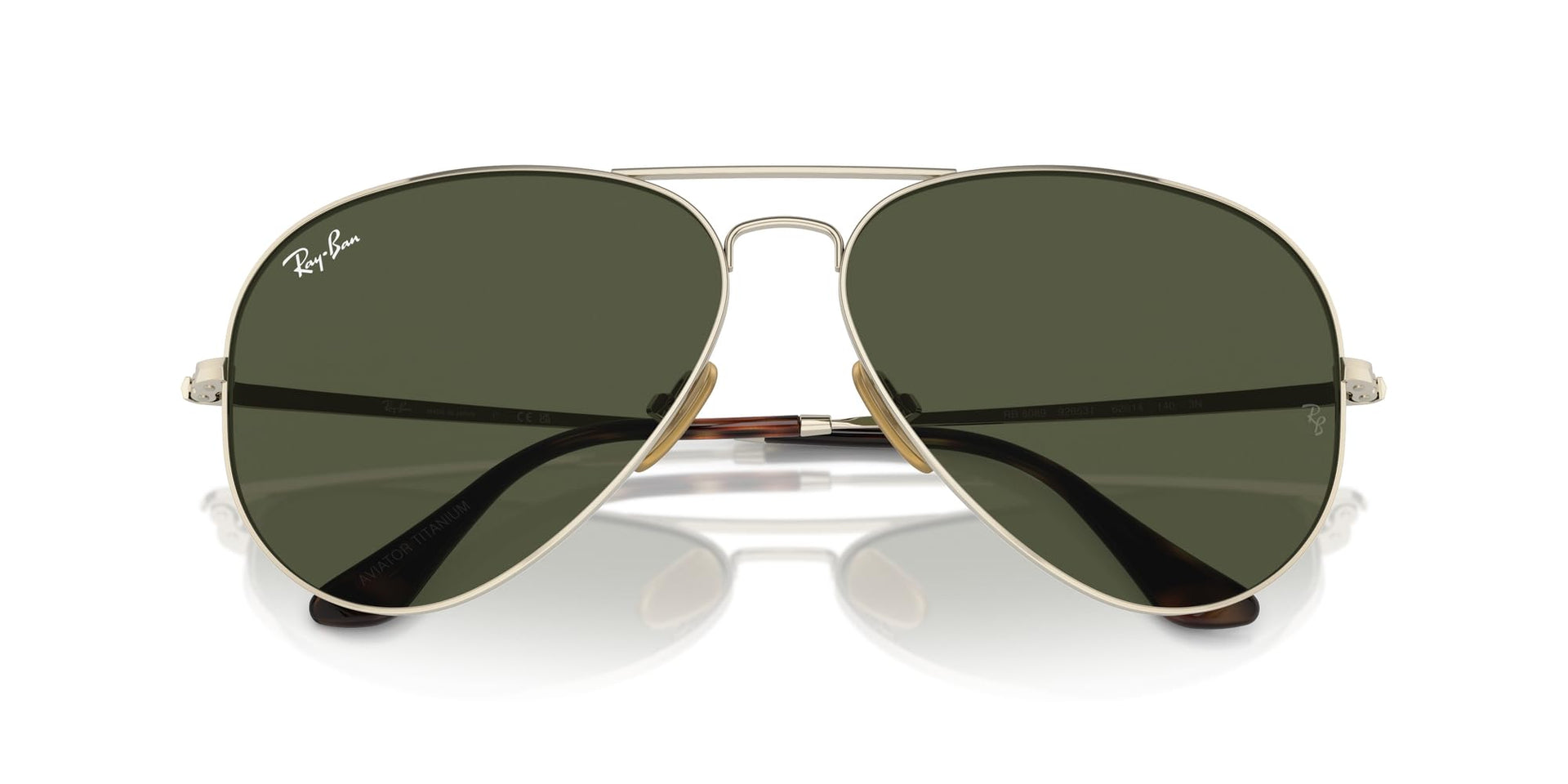 Ray-Ban Aviator Titanium RB8089 Sunglasses - Gold/Green / 62 mm - 8056262031759 - Additional Image 4