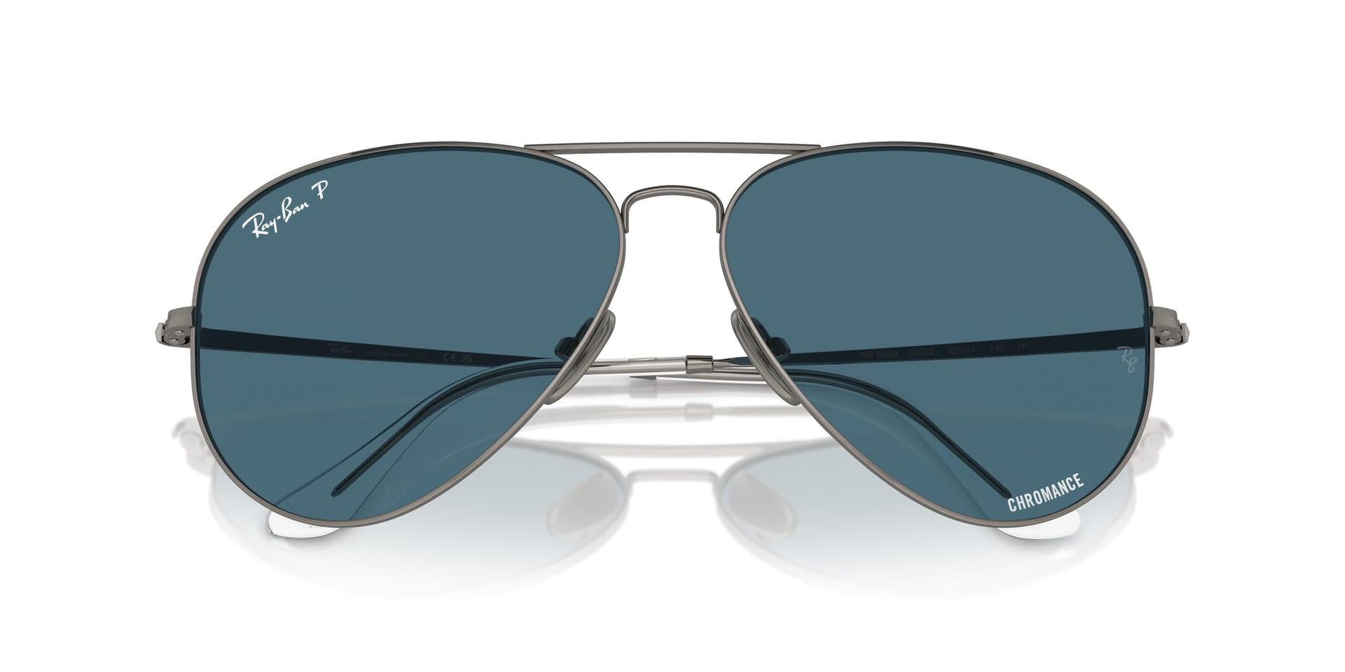 Ray-Ban Aviator Titanium RB8089 Sunglasses - Gunmetal/Polarized Blue / 58 mm - 8056262031728 - Additional Image 4
