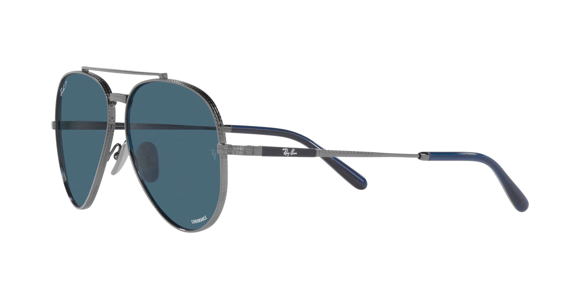 Ray-Ban Aviator Titanium RB8225 Sunglasses - Gunmetal/Polarized Blue / 58 mm - X0037JCMNF - Additional Image 2