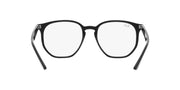 Sunglasses with dark frame and clear lenses, silver-toned temple details.