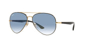 Ray-Ban Aviator RB3675 Sunglasses - Black on Gold/Clear Gradient Blue / 58 mm - 8056597432214 - Additional Image 1
