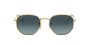 Ray-Ban Hexagonal Flat RB3548N Sunglasses - Gold/Blue Gradient Grey / 51 mm - 8056597077286