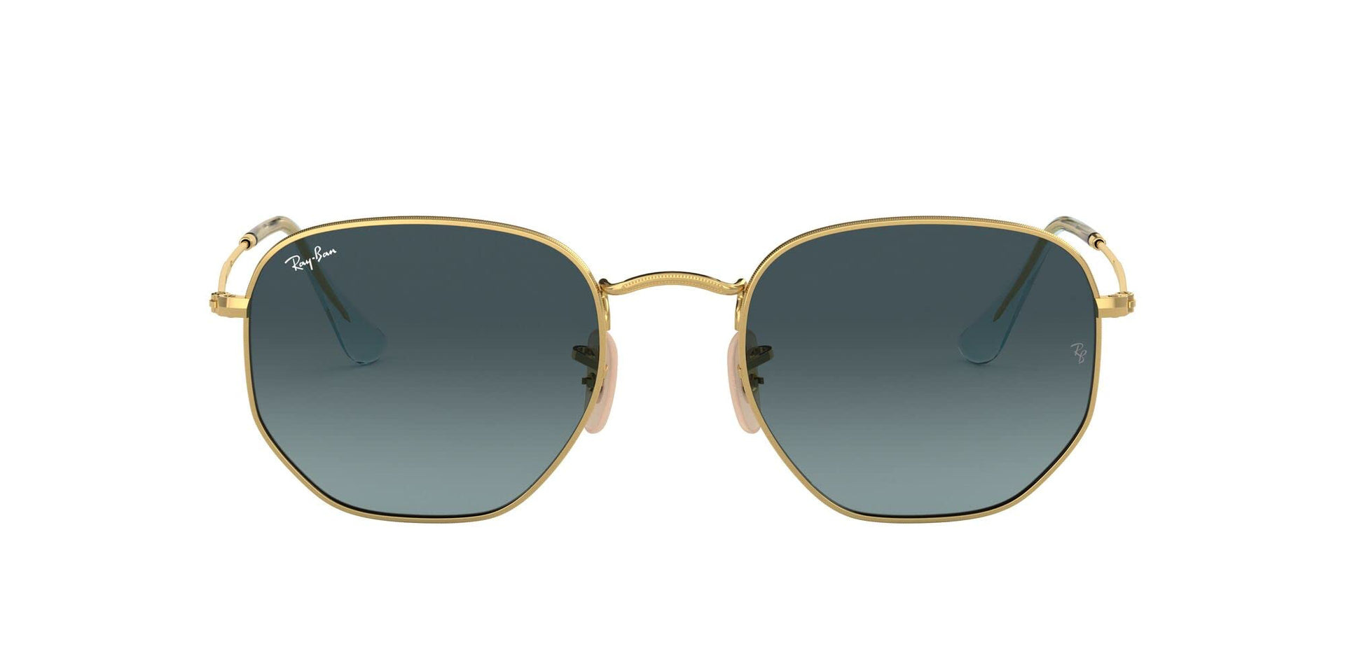 Ray-Ban Hexagonal Flat RB3548N Sunglasses - Gold/Blue Gradient Grey / 51 mm - 8056597077286
