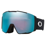 Snow goggles with black frame, teal PRIZM lens, and black strap with white O