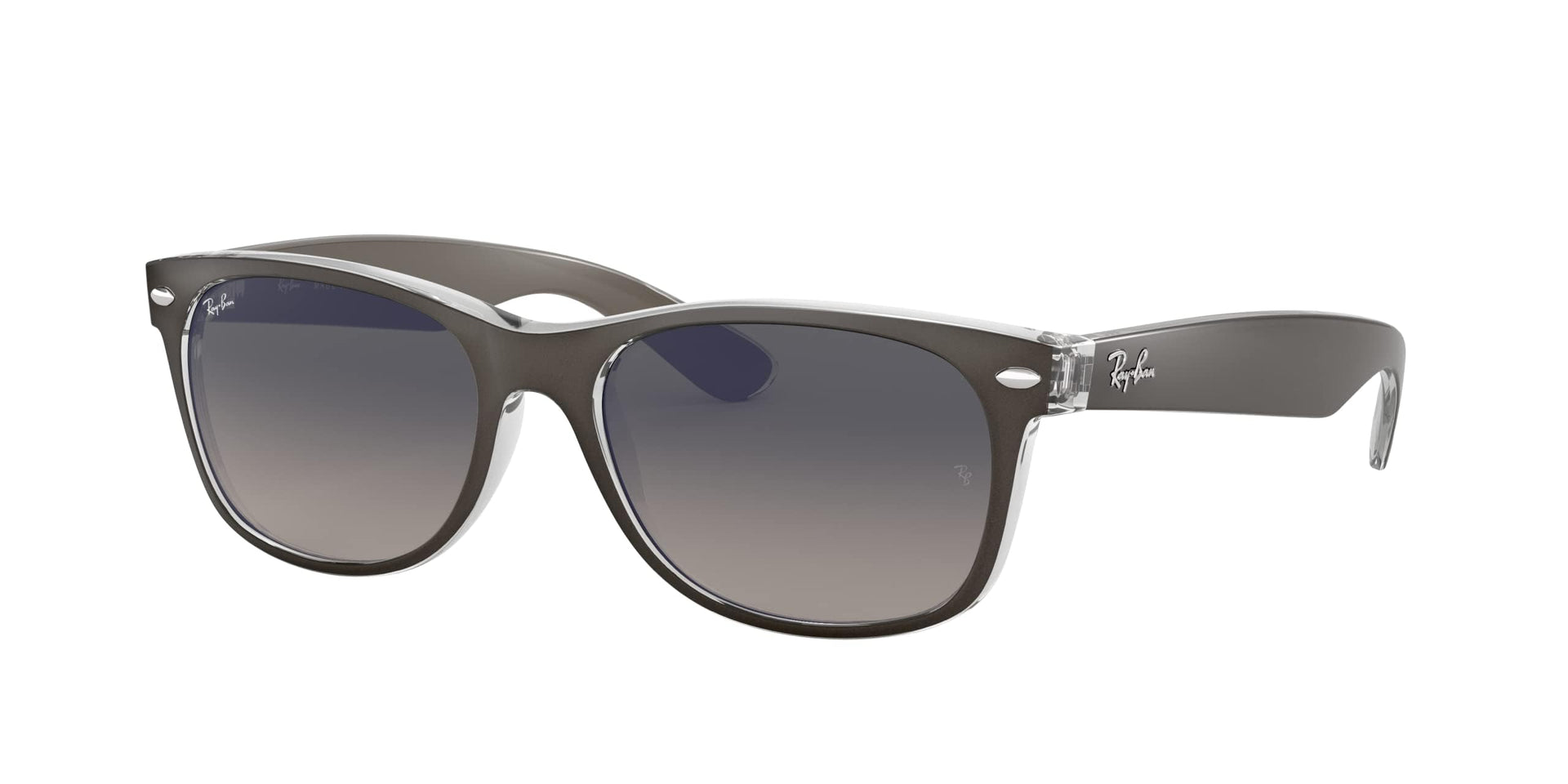 Ray-Ban New Wayfarer RB2132 Sunglasses - Gunmetal on Transparent/Light Grey Gradient Dark Grey / 55 mm - 8053672342345