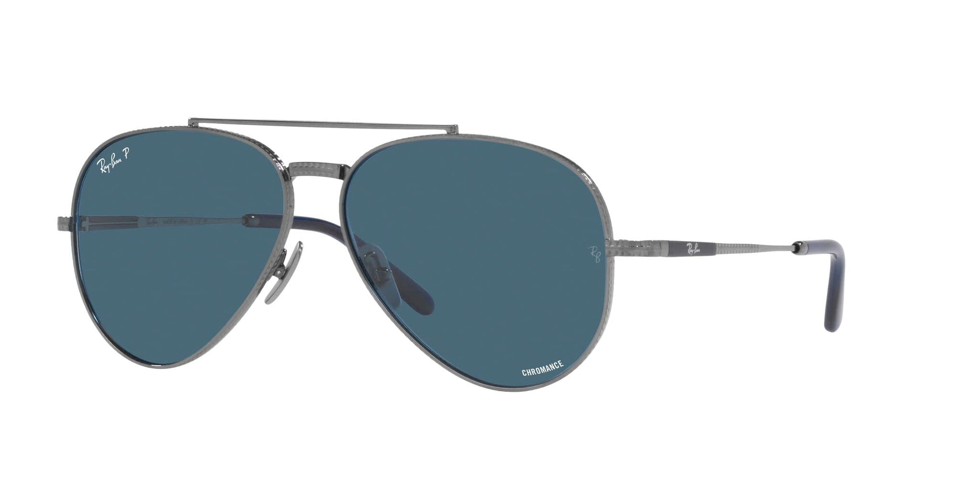 Ray-Ban Aviator Titanium RB8225 Sunglasses - Gunmetal/Polarized Blue / 58 mm - X0037JCMNF - Additional Image 1