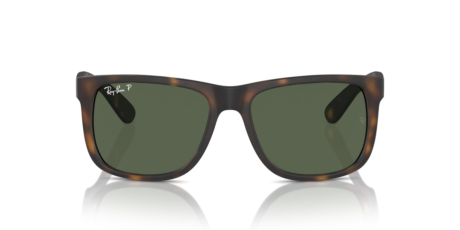 Ray-Ban Justin Low Bridge Fit RB4165F Sunglasses - Rubber Havana/Dark Green Polarized / 55 mm - 8056262094808