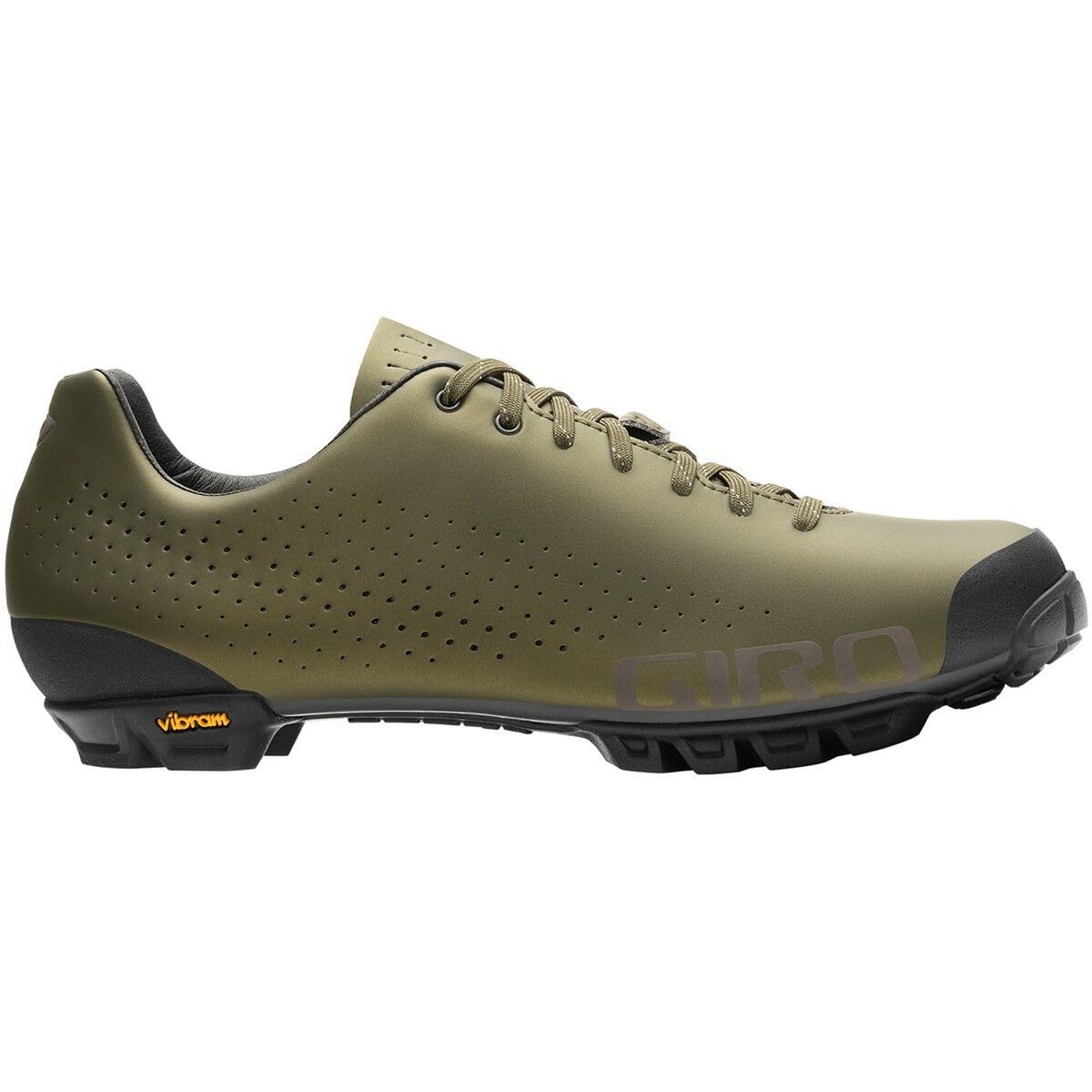 Giro cycling shoe in trail green anodized, lace-up perforated upper, black tread sole