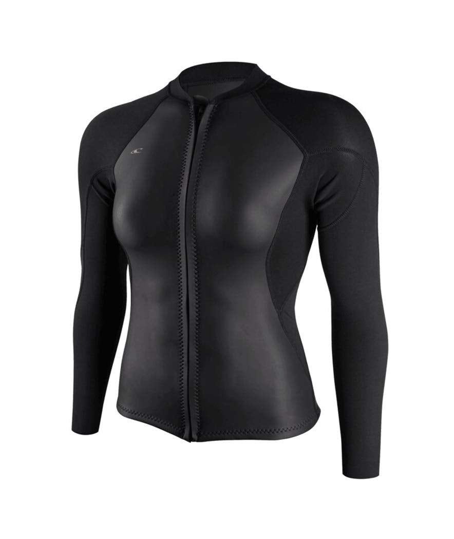 O'Neill Wetsuits Women's Bahia 1/.5mm Full Zip Jacket, Glide - Glide Black / 4