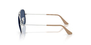 Ray-Ban metal aviator sunglasses showing side profile and dark blue lens