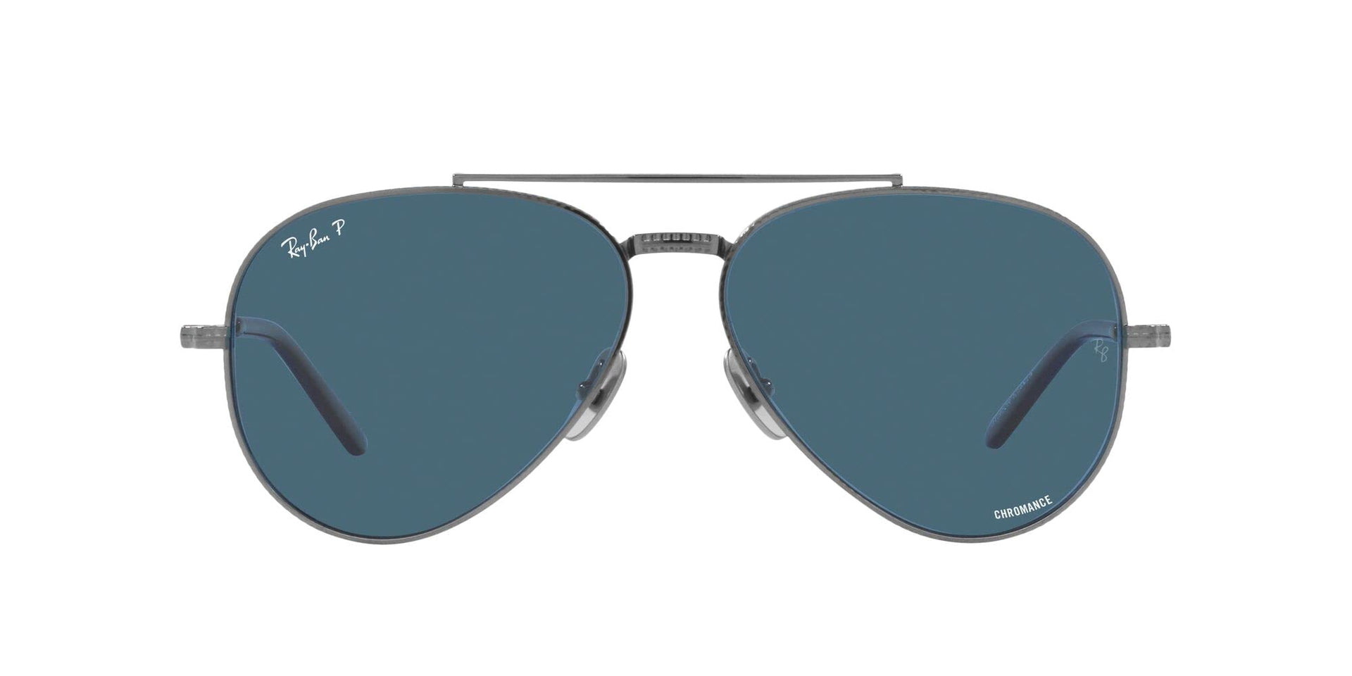 Ray-Ban Aviator Titanium RB8225 Sunglasses - Gunmetal/Polarized Blue / 58 mm - X0037JCMNF