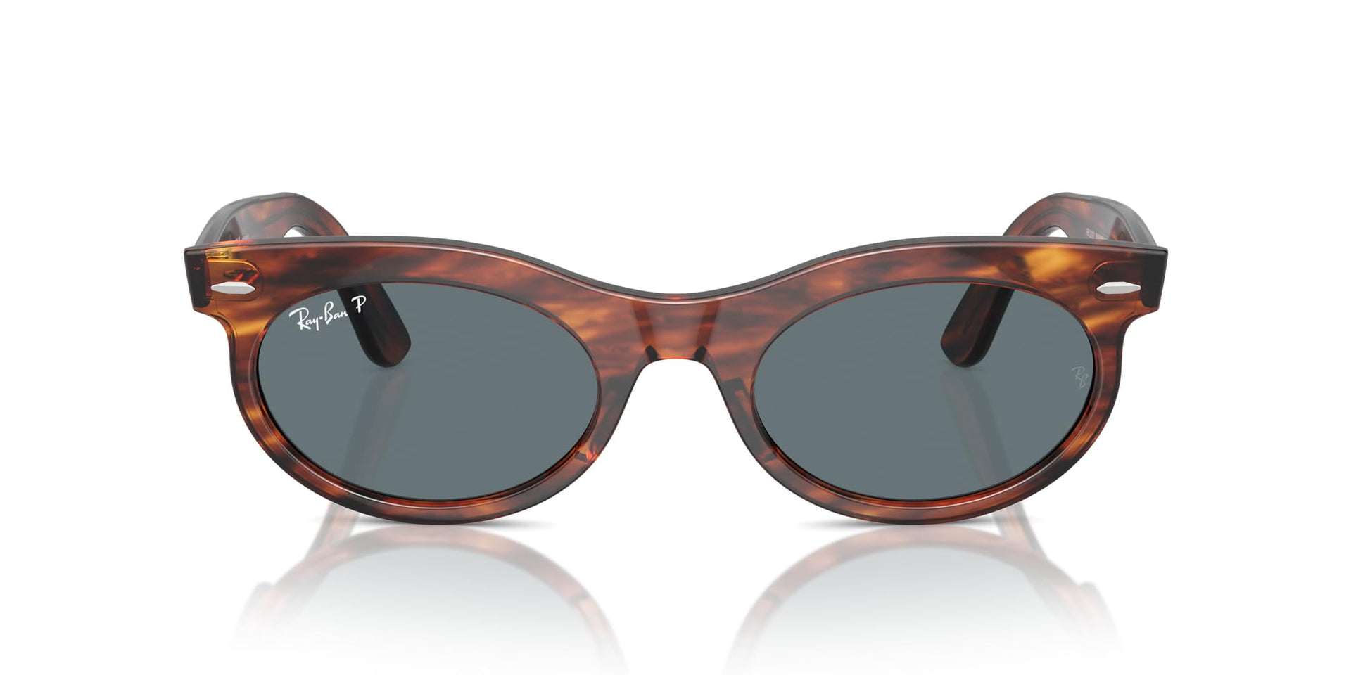 Ray-Ban Wayfarer Oval RB2242 Sunglasses - Striped Havana/Dark Blue Polarized / 53 mm - 8056262030882