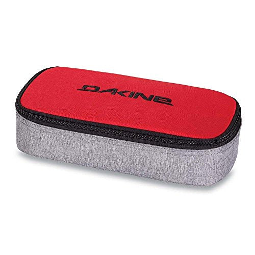 Dakine school case in red and gray with zipper and rounded hard top