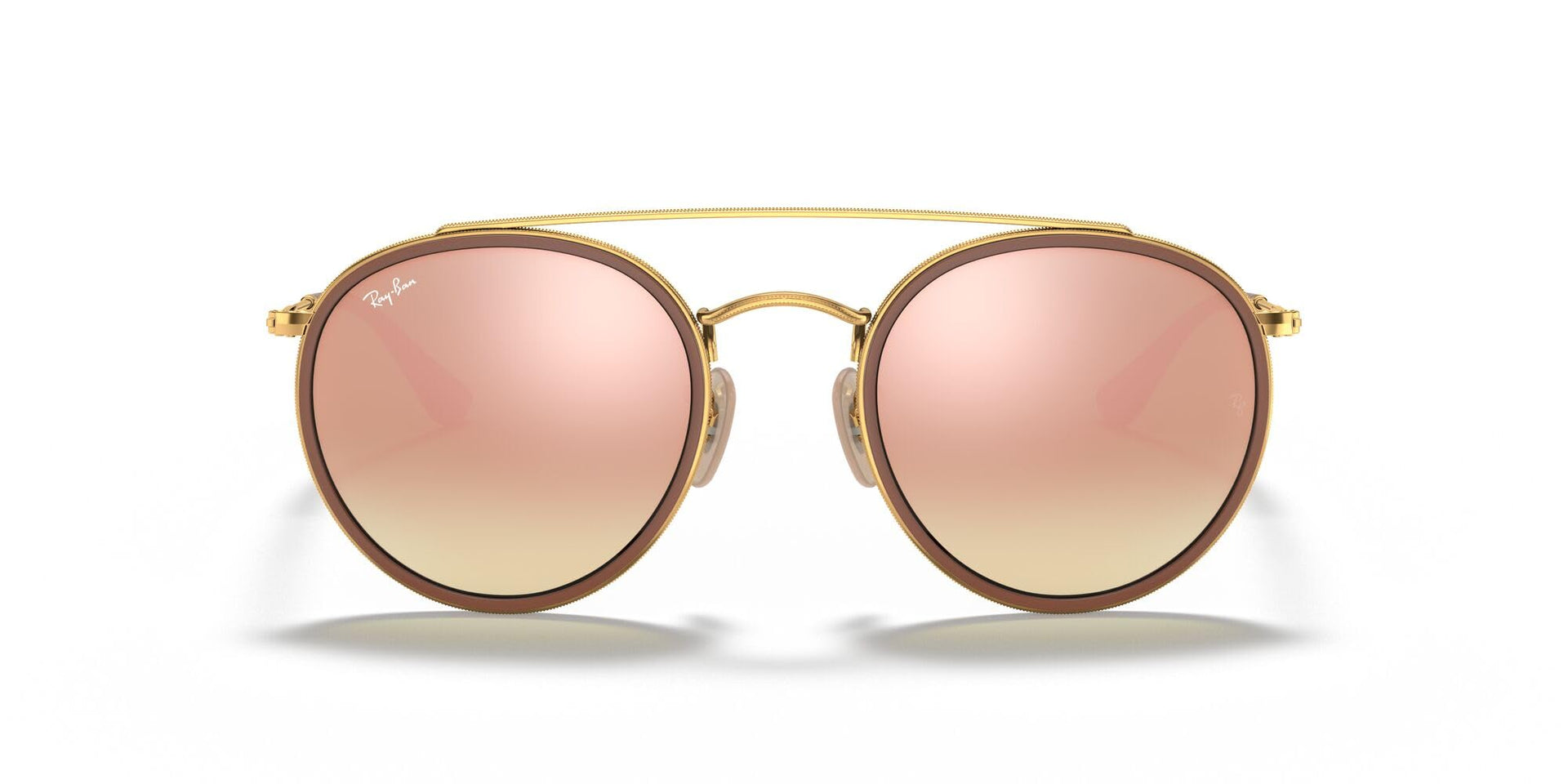 Ray-Ban Double Bridge RB3647N Sunglasses - Gold/Brown Gradient Mirrored Pink / 51 mm - 8053672737639