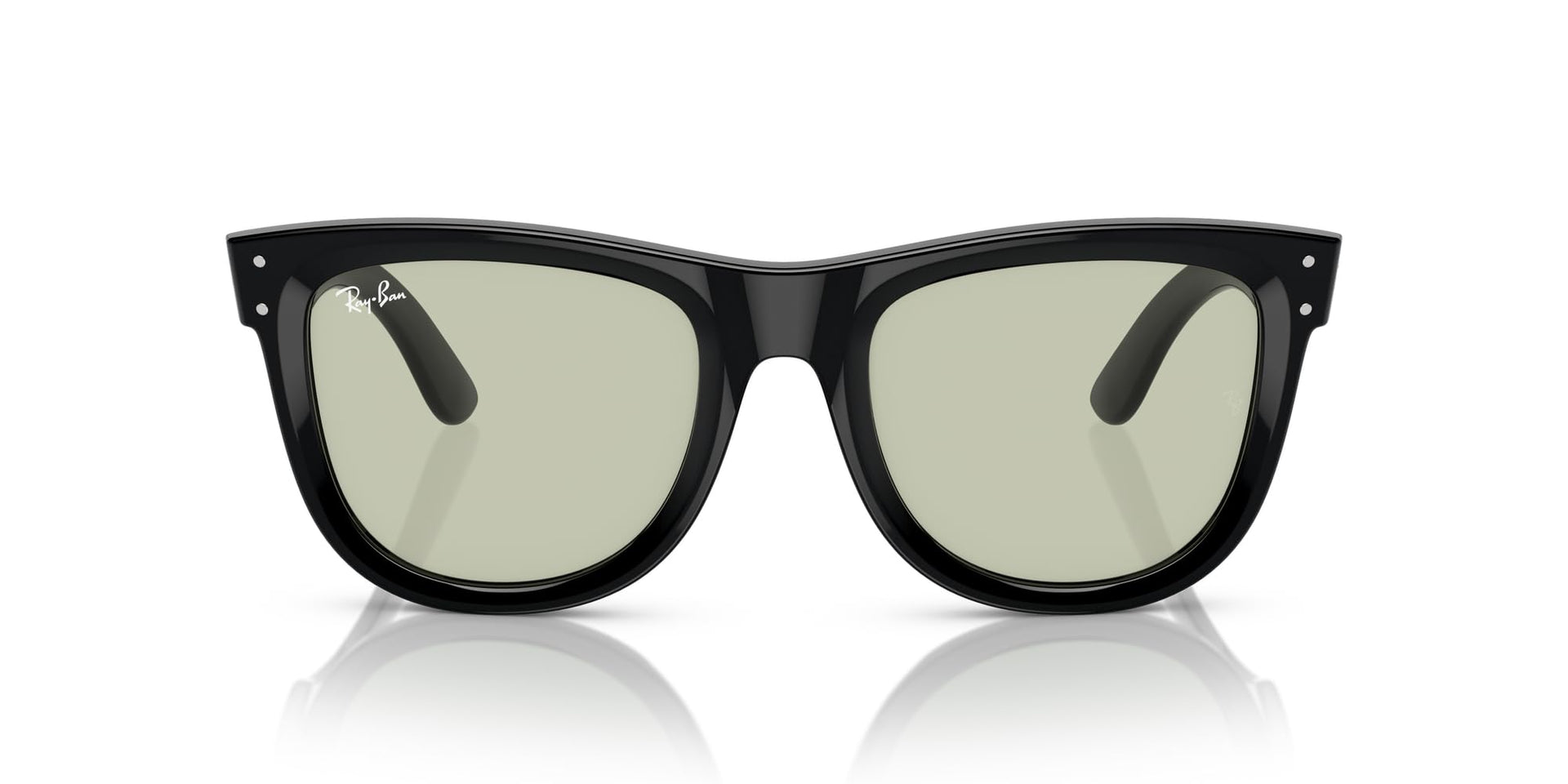 Ray-Ban Wayfarer Reverse Low Bridge Fit RBR0502SF Sunglasses - Black/Light Green / 53 mm - 8056262095348