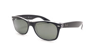 Ray-Ban New Wayfarer RB2132 Sunglasses - Black on Transparent Frame/Green Lens 6052 / Medium - Variant 2 - 8053672153736