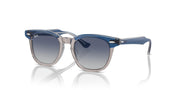 Ray-Ban RJ9098S blue sunglasses, angled view, gradient lenses, clear temples