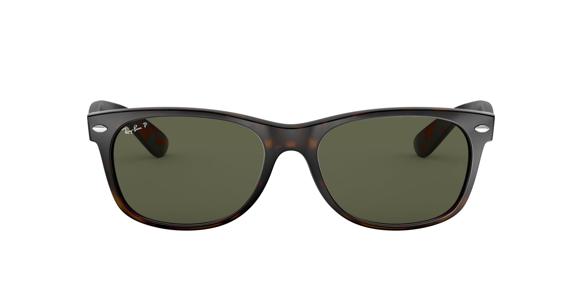 Ray-Ban New Wayfarer RB2132 Sunglasses - Tortoise/Polarized Green / 58 mm - 8053672562484