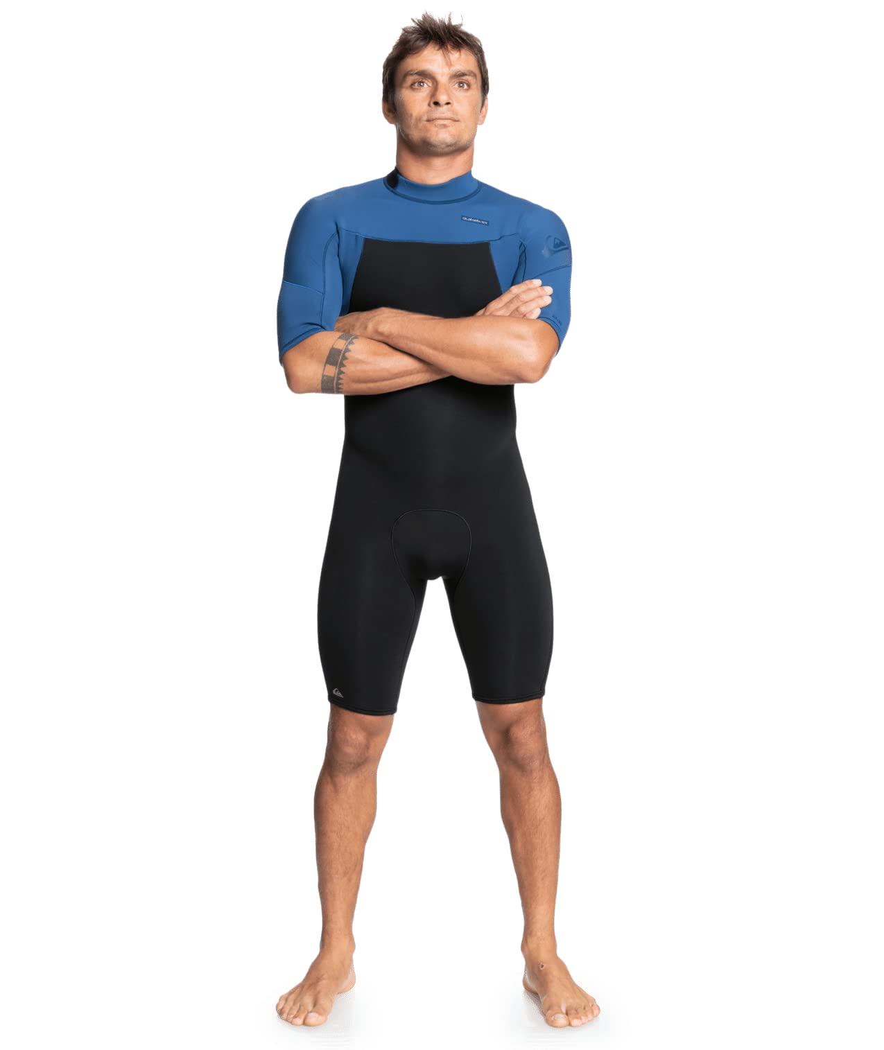 Quiksilver Mens 2/2mm Everyday Sessions Short Sleeve Back Zip Springsuit - Black/Insignia / Small