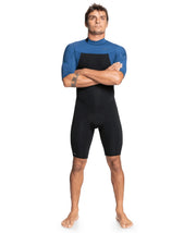 Quiksilver Mens 2/2mm Everyday Sessions Short Sleeve Back Zip Springsuit - Black/Insignia / Small