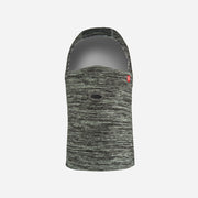 Heathered microfleece balaclava with hood, eye port, and small logo