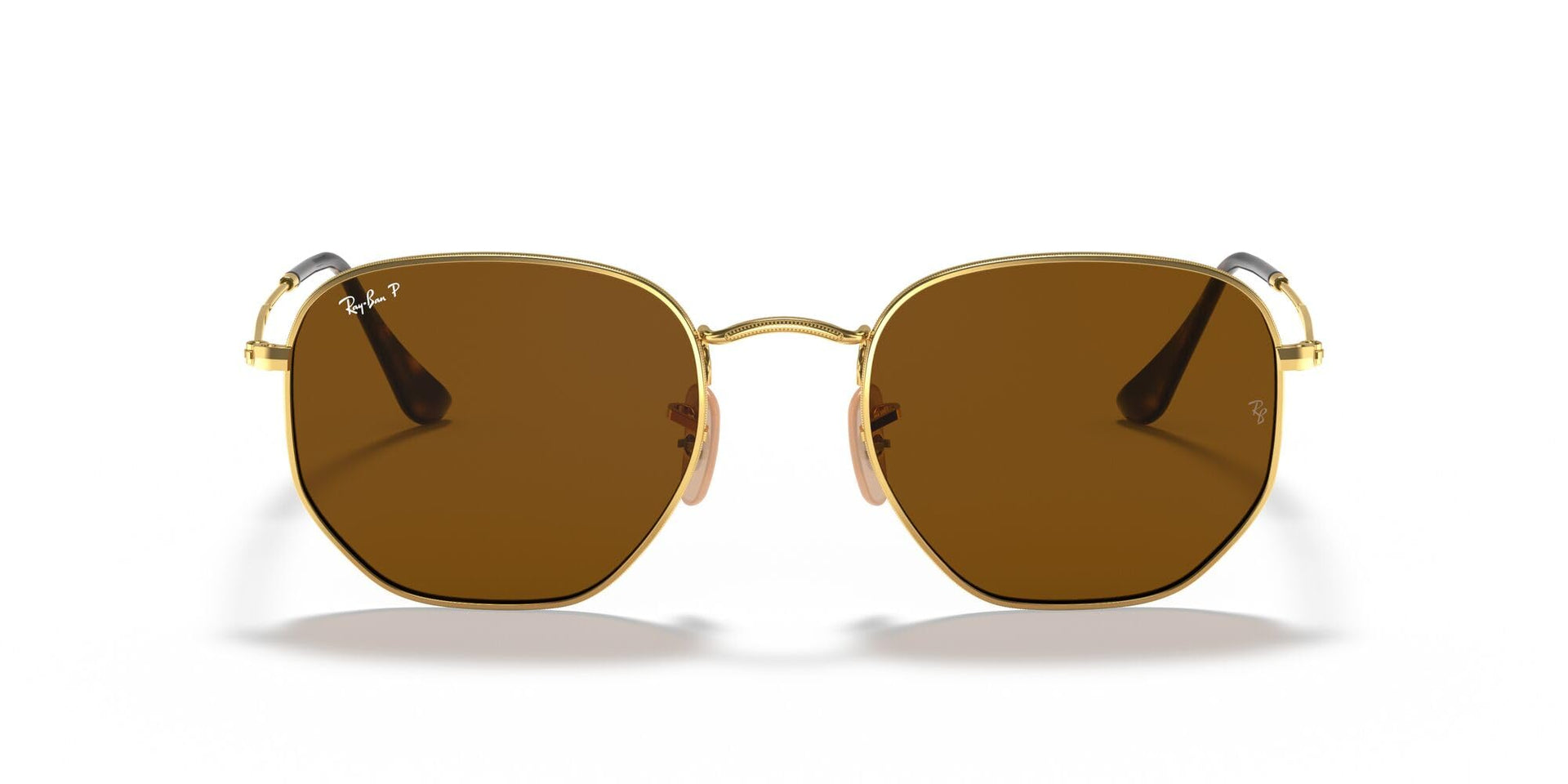 Ray-Ban Hexagonal Flat RB3548N Sunglasses - Gold/Polarized B-15 Brown / 51 mm - 8053672743821