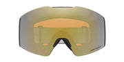 Black snow goggles with gold mirrored Prizm lens