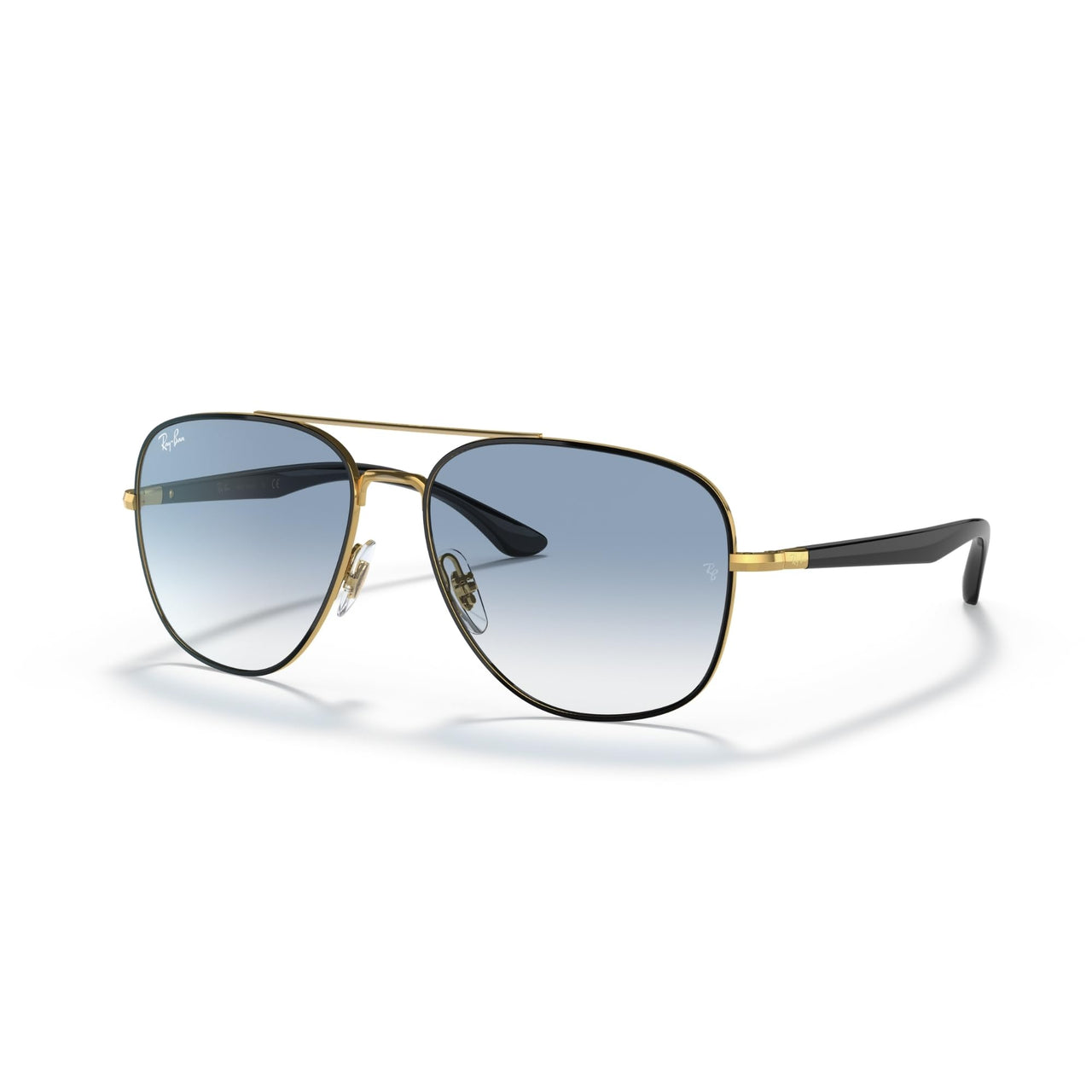 Ray-Ban RB3683 Sunglasses - Black on Gold/Clear Gradient Blue / 56 mm - 8056597523196