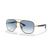 Ray-Ban RB3683 Sunglasses - Black on Gold/Clear Gradient Blue / 56 mm - 8056597523196