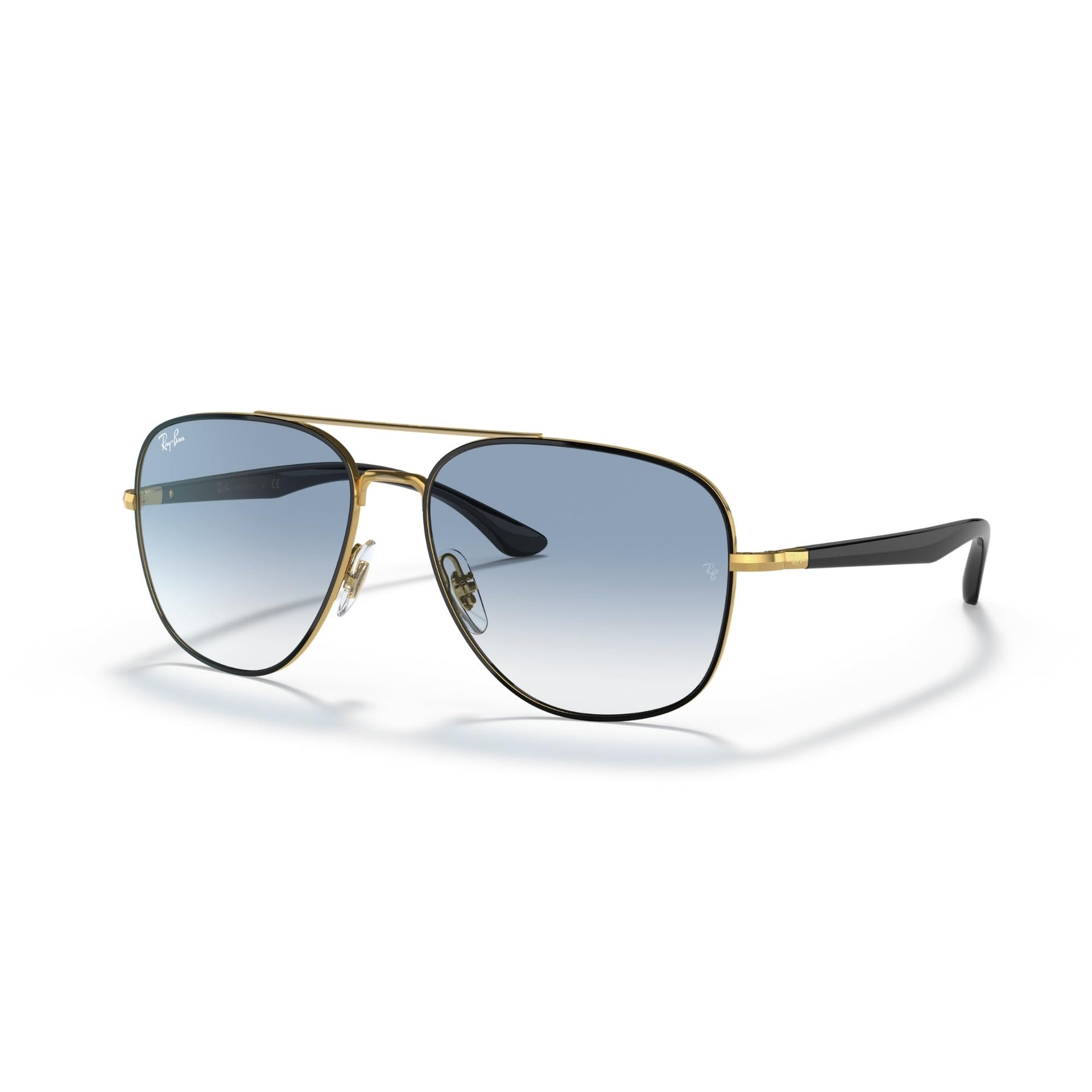 Ray-Ban RB3683 Sunglasses - Black on Gold/Clear Gradient Blue / 56 mm - 8056597523196