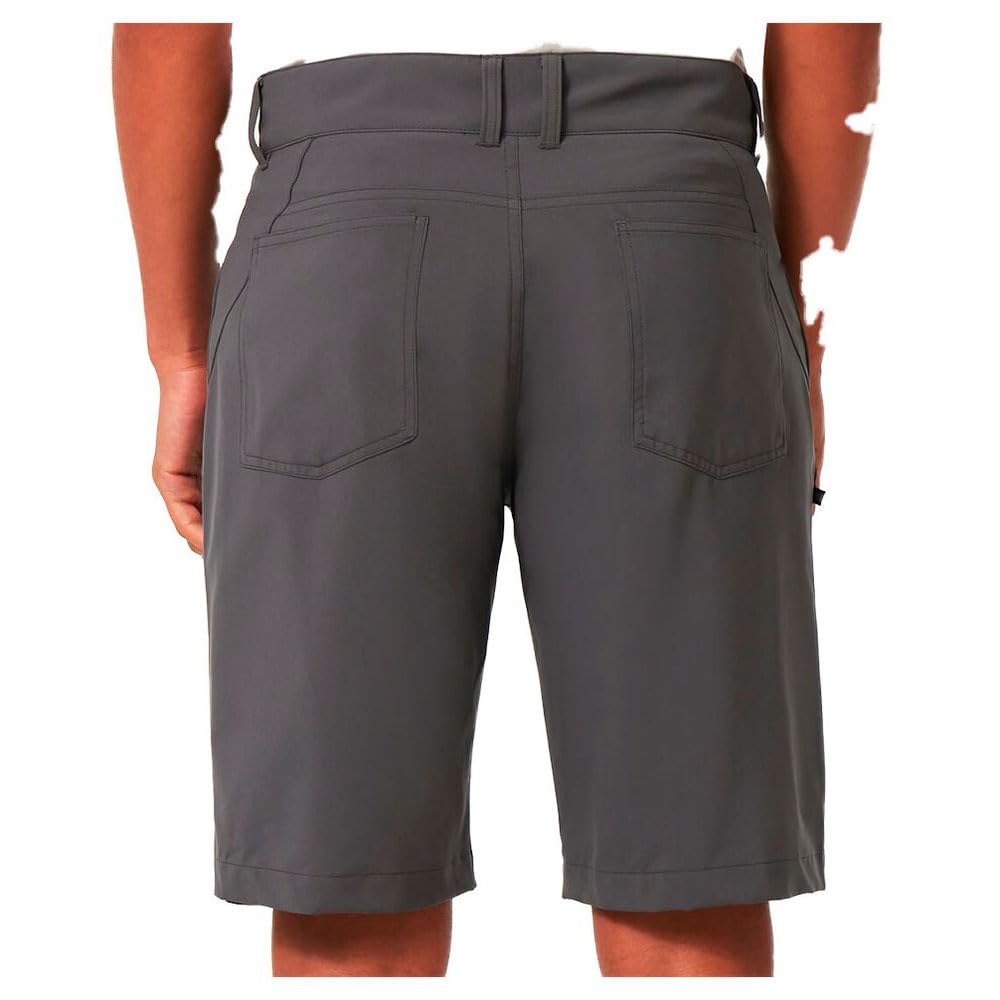 Oakley hybrid 21-inch shorts in dark grey, back view with belt loops and pockets