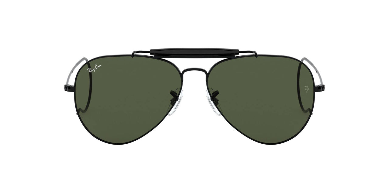 Ray-Ban Outdoorsman Aviator RB3030 Sunglasses - Black/G-15 Green / 58 mm - 805289695004
