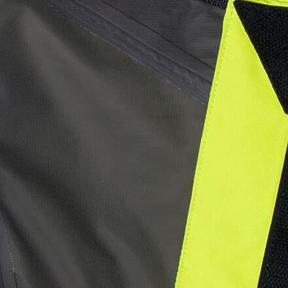 Close-up of neon yellow cycling shoe cover fabric and seam detail