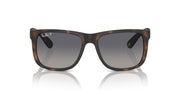 Ray-Ban Justin Low Bridge Fit RB4165F Sunglasses - Rubber Havana/Grey Gradient Blue Polarized / 55 mm - 8056262094792