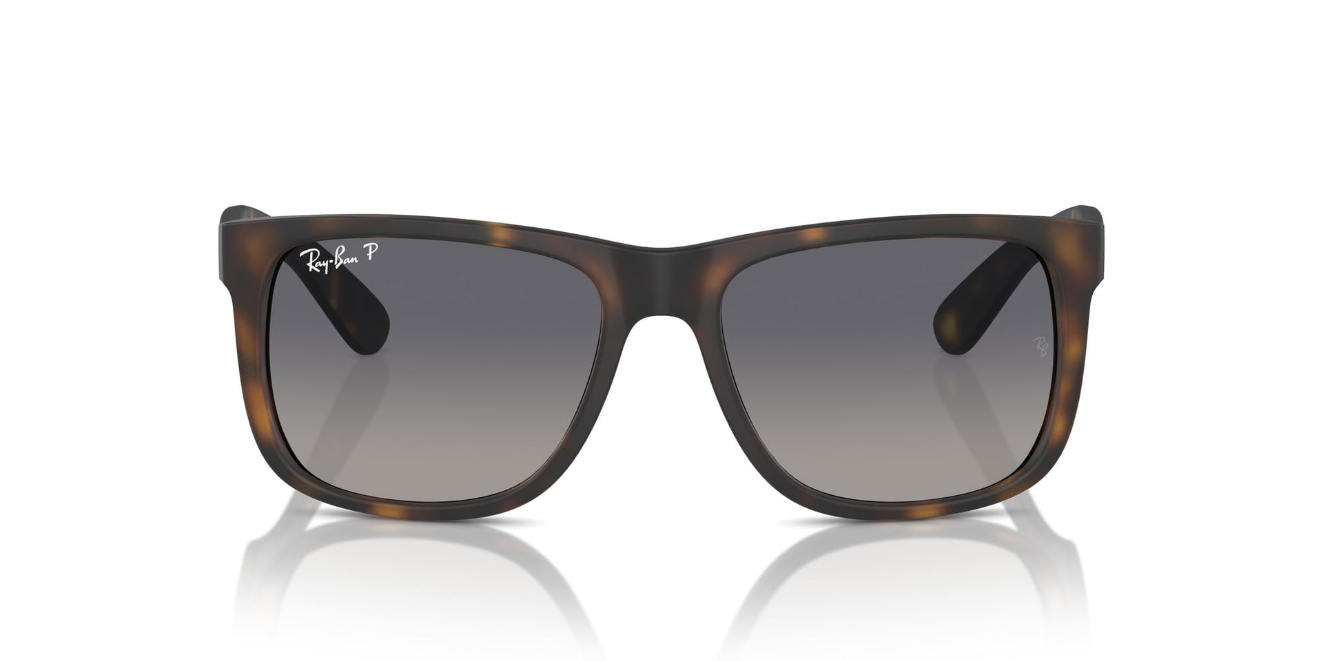 Ray-Ban Justin Low Bridge Fit RB4165F Sunglasses - Rubber Havana/Grey Gradient Blue Polarized / 55 mm - 8056262094792