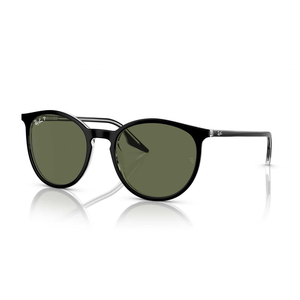 Ray-Ban Havana On RB2204 Sunglasses - Black on Transparent / Green / Small - 8056597936576